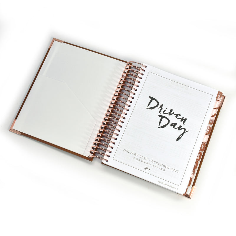 Driven Day Standard January 2025 Wire-bound Tweed Daily Planner- Achieve your Dreams  and Prioritize Your Day With Daily, Weekly, and Monthly Views.