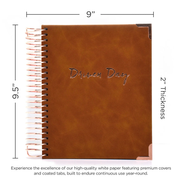 Driven Day Standard January 2025 Wire-bound Tweed Daily Planner- Achieve your Dreams  and Prioritize Your Day With Daily, Weekly, and Monthly Views.