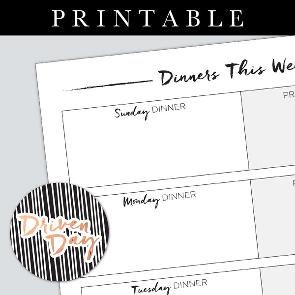 Weekly Dinners Printable