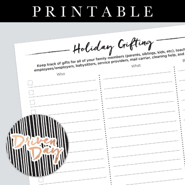 Holiday Gifting Printable