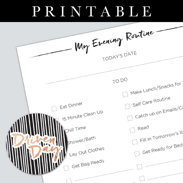 Personal Evening Routine Printable