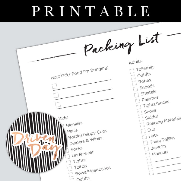 Packing List Printable