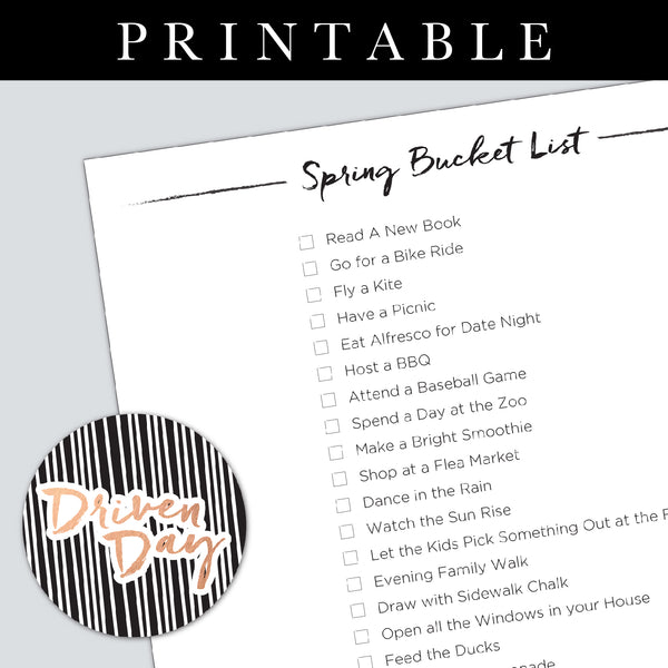 Spring Bucket List Printable